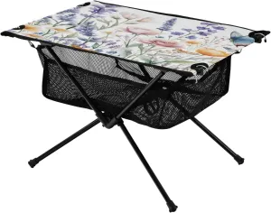 Camping Table Lightweight Portable Folding Table with Mesh Storage Net Butterfly Flower Lavender Ideal for Camping Hiking Beach Picnic Travel Backyard