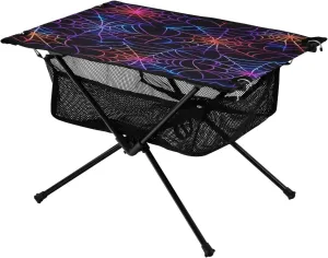 Camping Table Lightweight Portable Folding Table with Mesh Storage Net Colour Spider Web Ideal for Camping Hiking Beach Picnic Travel Backyard