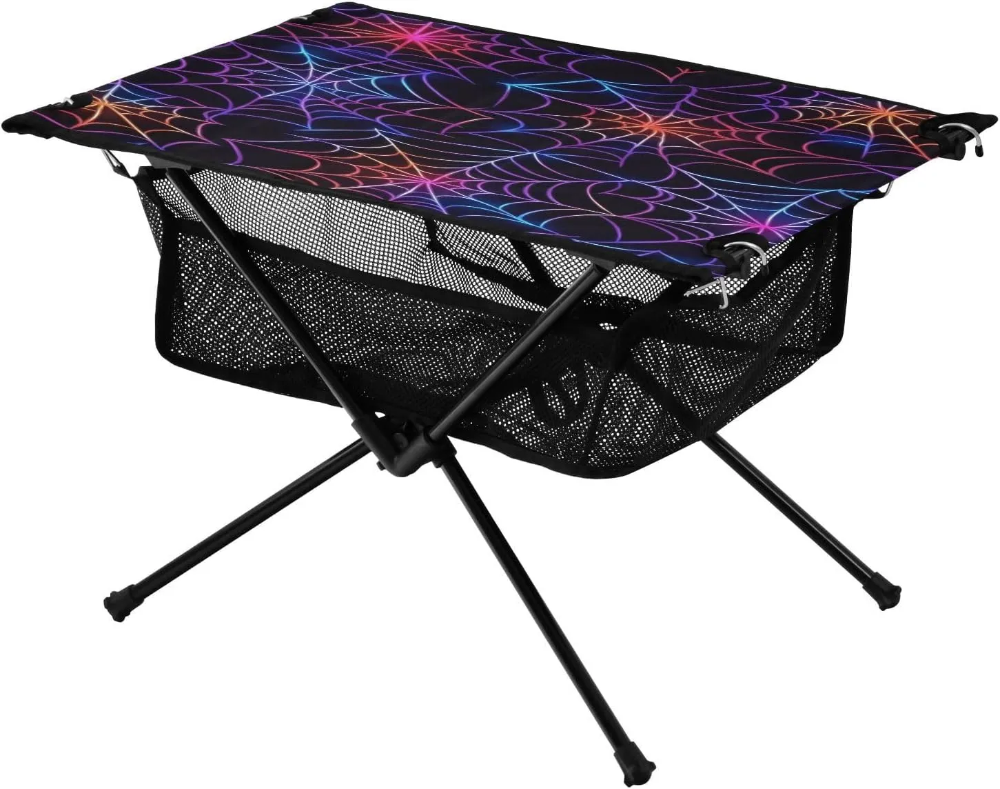 Camping Table Lightweight Portable Folding Table with Mesh Storage Net Colour Spider Web Ideal for Camping Hiking Beach Picnic Travel Backyard