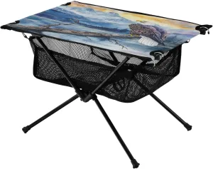 Camping Table Lightweight Portable Folding Table with Mesh Storage Net Eagle Vulture Branch Ideal for Camping Hiking Beach Picnic Travel Backyard