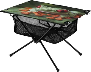 Camping Table Lightweight Portable Folding Table with Mesh Storage Net Red Eyed Tree Frog Animal Ideal for Camping Hiking Beach Picnic Travel Backyard