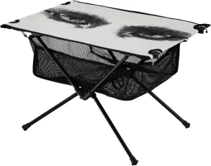 Camping Table Lightweight Portable Folding Table with Mesh Storage Net White Animal Eye Ideal for Camping Hiking Beach Picnic Travel Backyard