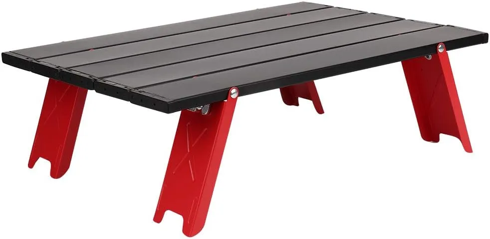 Camping Table, Mini Aluminum Alloy Picnic Table Folding Table Portable Table Side Table for Beach Outdoor Hiking Picnics BBQ Cooking Dining Kitchen, 16.1x11.4x5.1in
