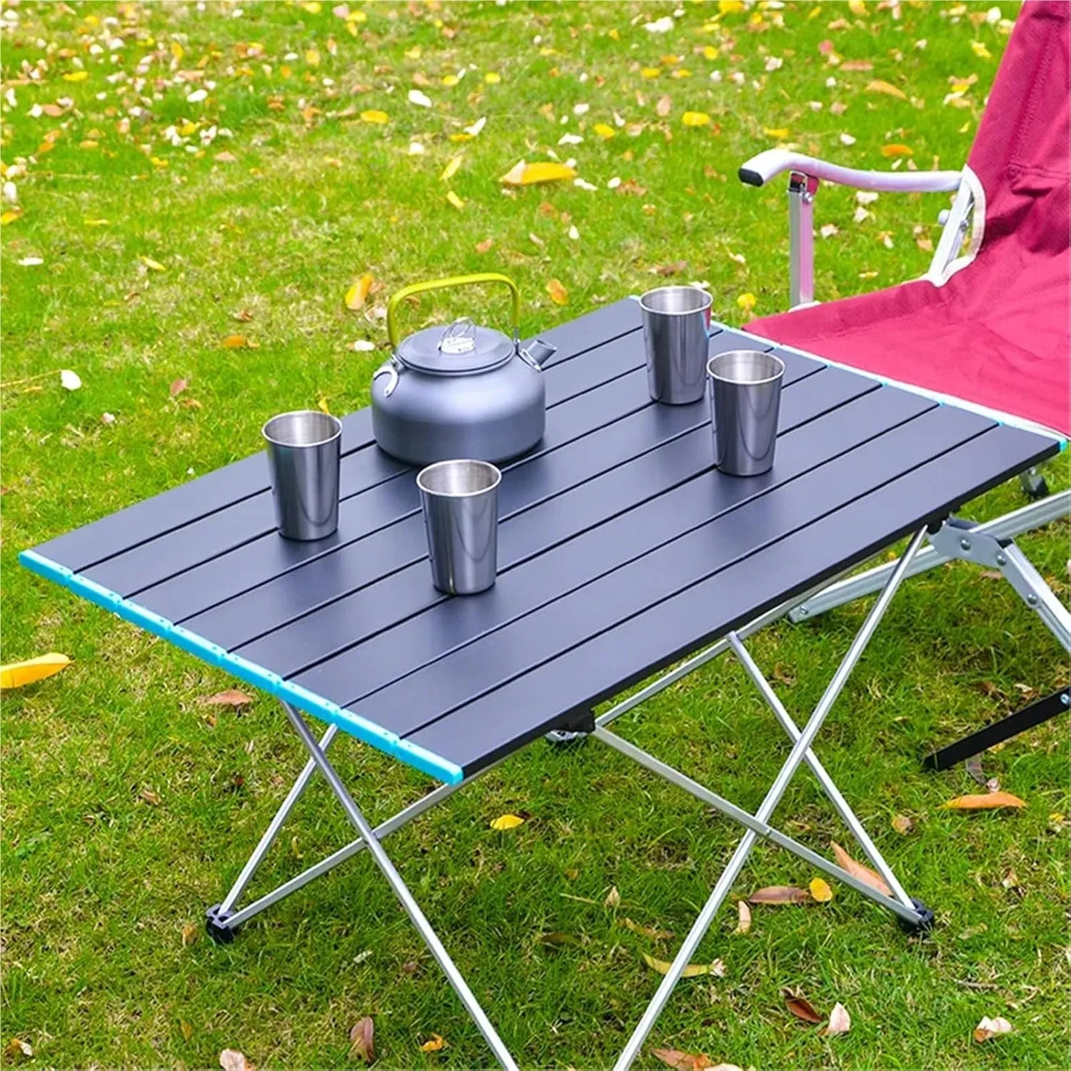 Camping Table Portable Folding Camping Table Foldable Outdoor Dinner Desk High Strength Aluminum Alloy for Garden Party Picnic Beach Picnic(Size L)