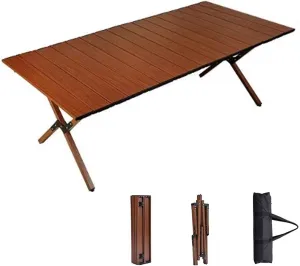 Camping Table Roll Up Table Lightweight, 4 Person Portable Table with Carry Bag for Outdoor BBQ Picnic Gathering(A,120x60x45cm)