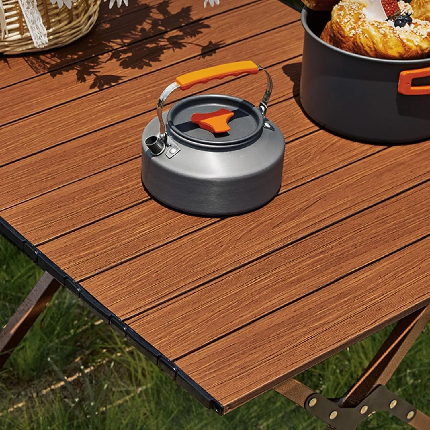 Camping Table Roll Up Table Lightweight, 4 Person Portable Table with Carry Bag for Outdoor BBQ Picnic Gathering(B,120x60x45cm)
