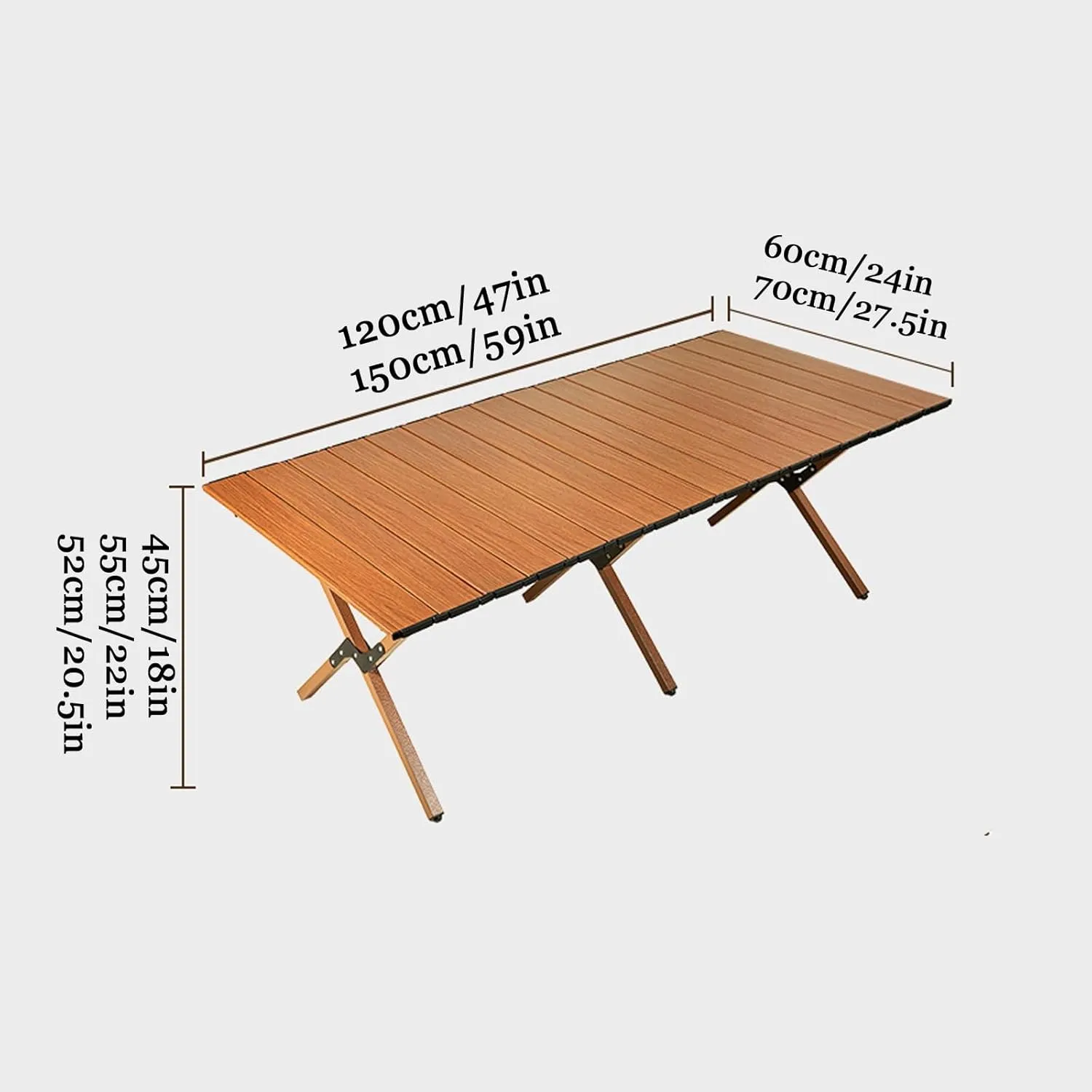 Camping Table Roll Up Table Lightweight, 4 Person Portable Table with Carry Bag for Outdoor BBQ Picnic Gathering(B,120x60x45cm)