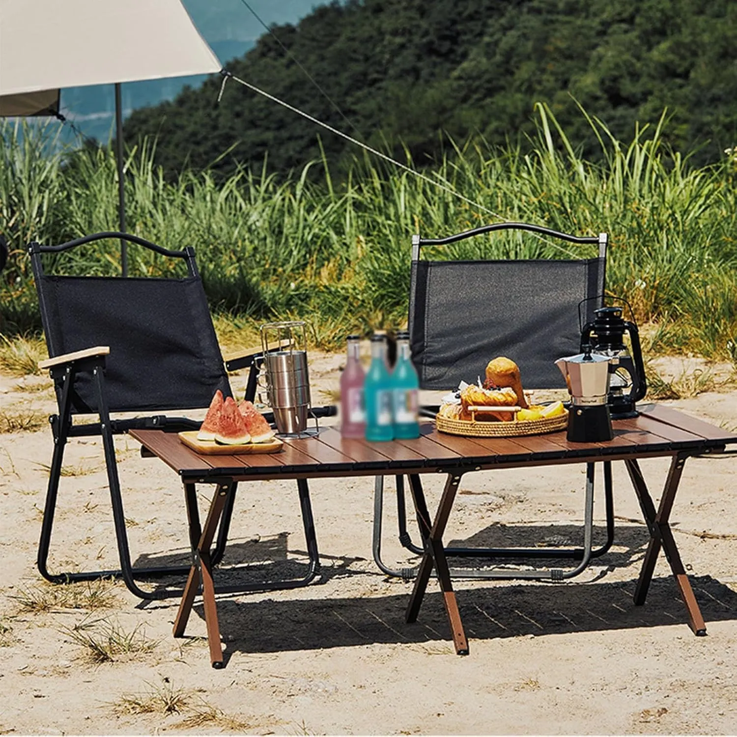 Camping Table Roll Up Table Lightweight, 4 Person Portable Table with Carry Bag for Outdoor BBQ Picnic Gathering(B,120x60x45cm)