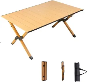 Camping Table Roll Up Table Lightweight, 4 Person Portable Table with Carry Bag for Outdoor BBQ Picnic Gathering(B,120x60x45cm)