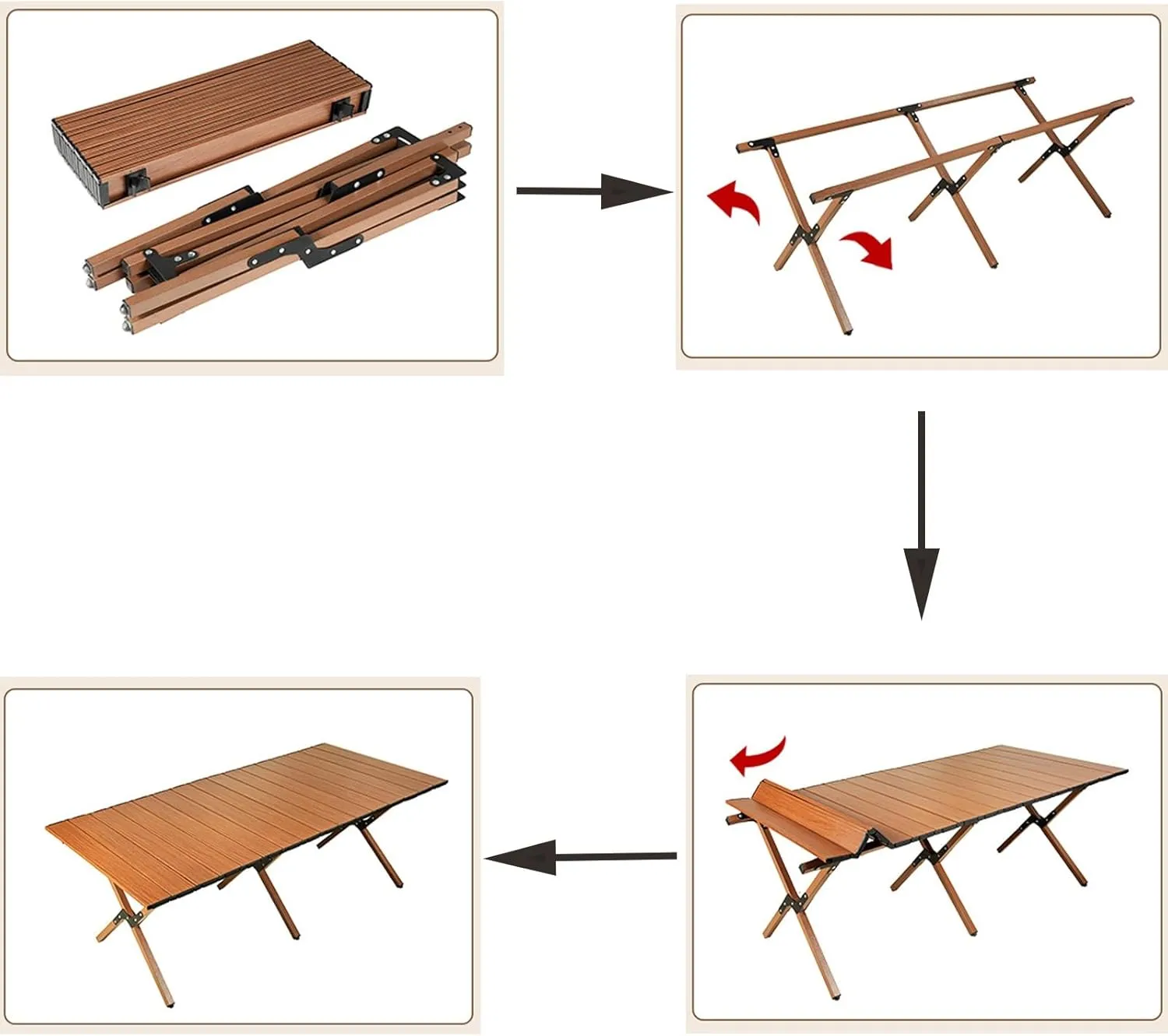 Camping Table Roll Up Table Lightweight, 4 Person Portable Table with Carry Bag for Outdoor BBQ Picnic Gathering(B,120x60x45cm)
