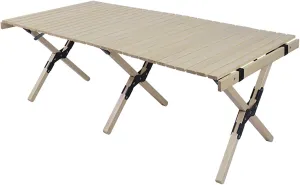 Camping Table Solid Wood Roll Up Table Portable Foldable Vehicle-Mounted Low Picnic Table Folding Beach Table Outdoor Supplies,L(Length120cm)