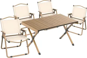 Camping Tables Carbon Steel Camping Table Chair Set Wih Roll up Desktop Portable Outdoor BBQ Picnic Table with Carry Bag Camp Table for Garden Party Hiking Dining