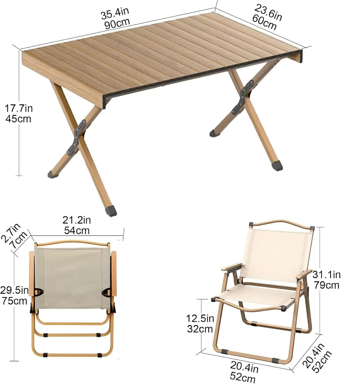 Camping Tables Carbon Steel Camping Table Chair Set Wih Roll up Desktop Portable Outdoor BBQ Picnic Table with Carry Bag Camp Table for Garden Party Hiking Dining