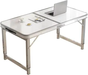 Camping Tables Folding Aluminum Table with Handle Desktop Height Adjustable Portable Trestle Table for Outdoor Market Beach Garden BBQ,Waterproof