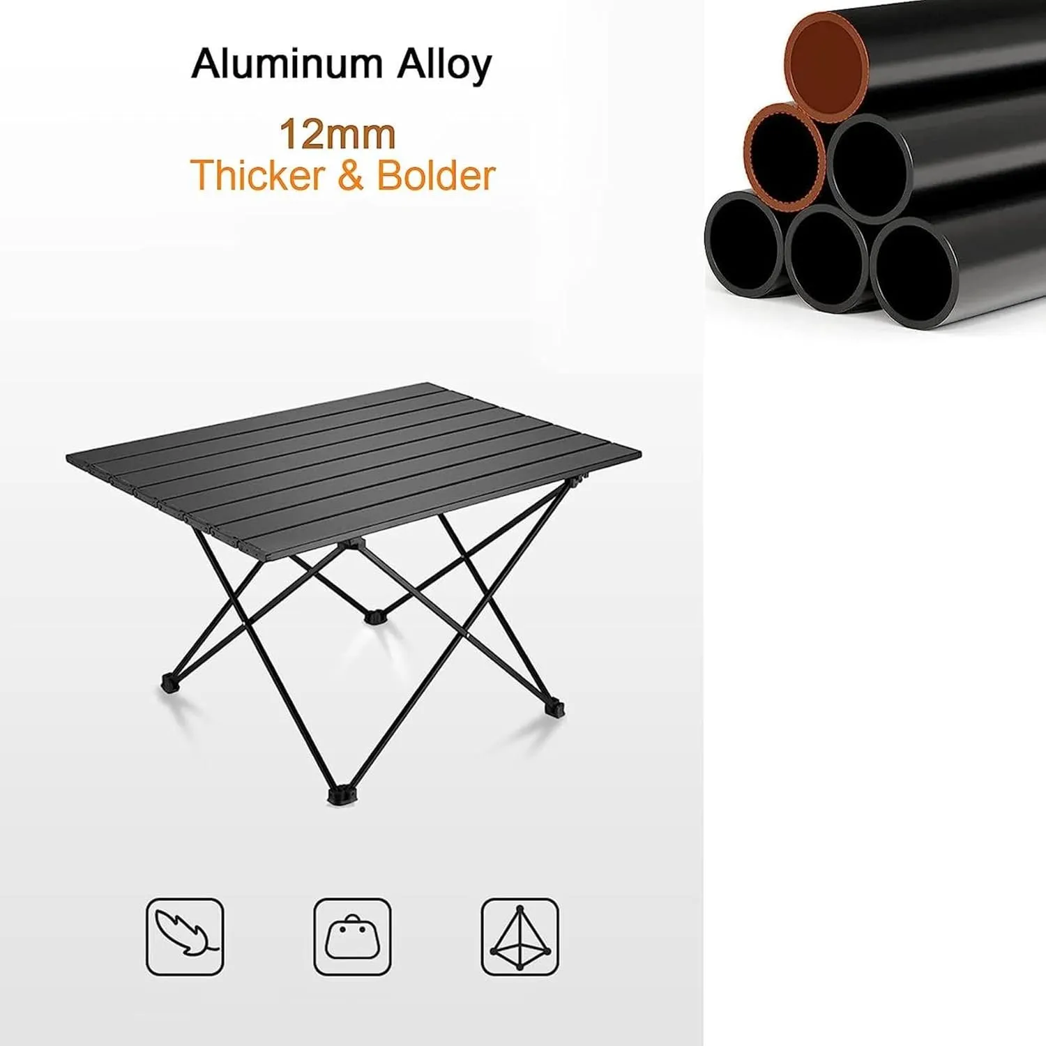 Camping Tables Lightweight Folding Camping,Roll up Aluminum Table with Bag,Portable Outdoor Picnic,Small Ultralight Camp Table for Sand BBQ Party Hiking Travel