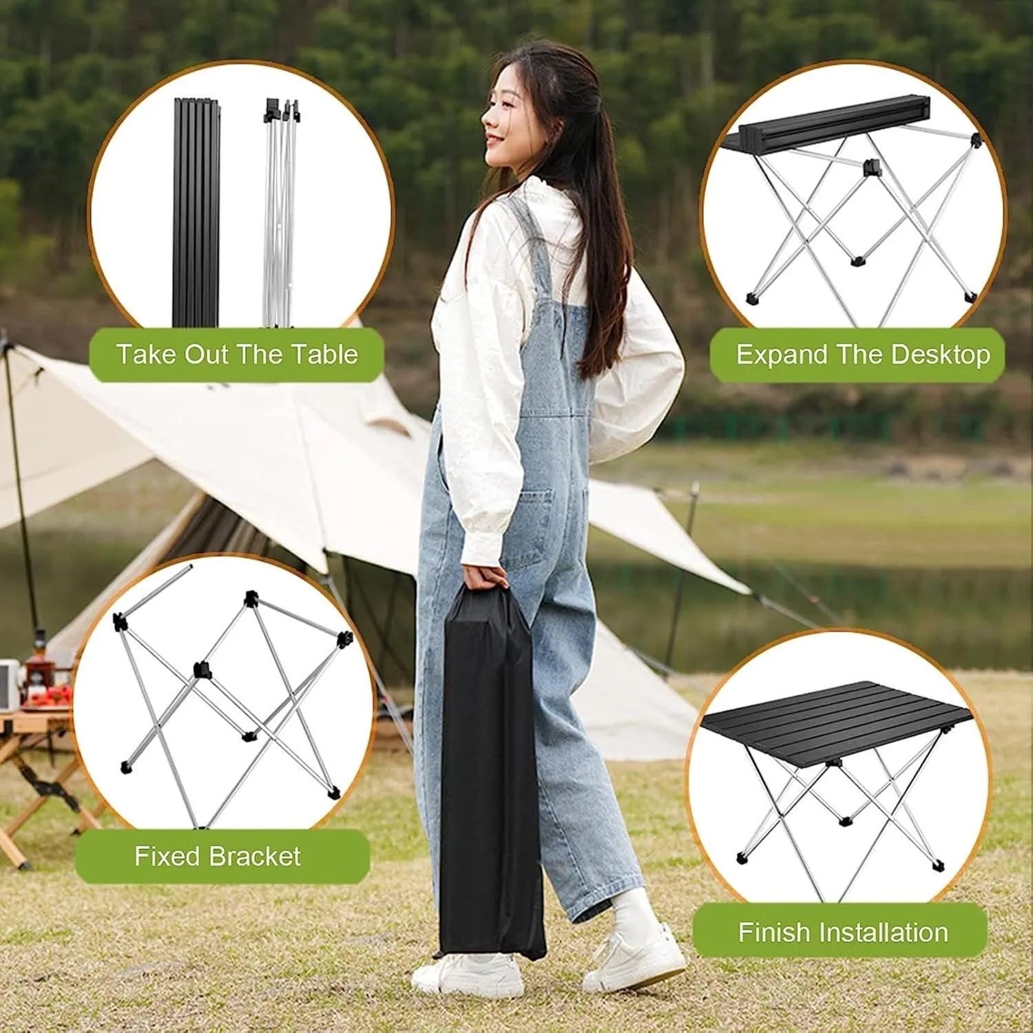Camping Tables Lightweight Folding Camping,Roll up Aluminum Table with Bag,Portable Outdoor Picnic,Small Ultralight Camp Table for Sand BBQ Party Hiking Travel