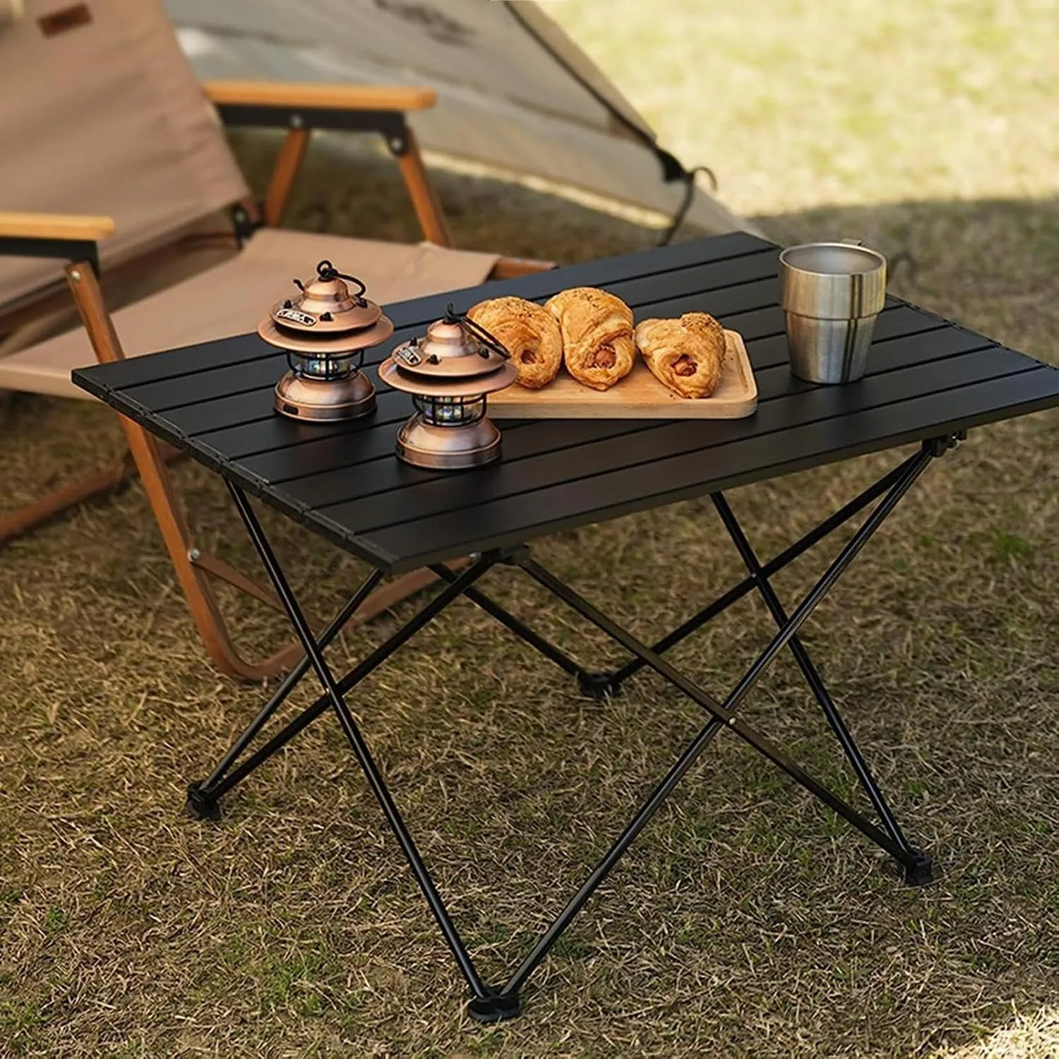 Camping Tables Lightweight Folding Camping,Roll up Aluminum Table with Bag,Portable Outdoor Picnic,Small Ultralight Camp Table for Sand BBQ Party Hiking Travel