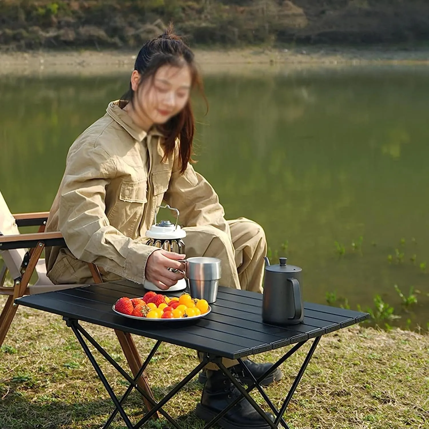 Camping Tables Lightweight Folding Camping,Roll up Aluminum Table with Bag,Portable Outdoor Picnic,Small Ultralight Camp Table for Sand BBQ Party Hiking Travel