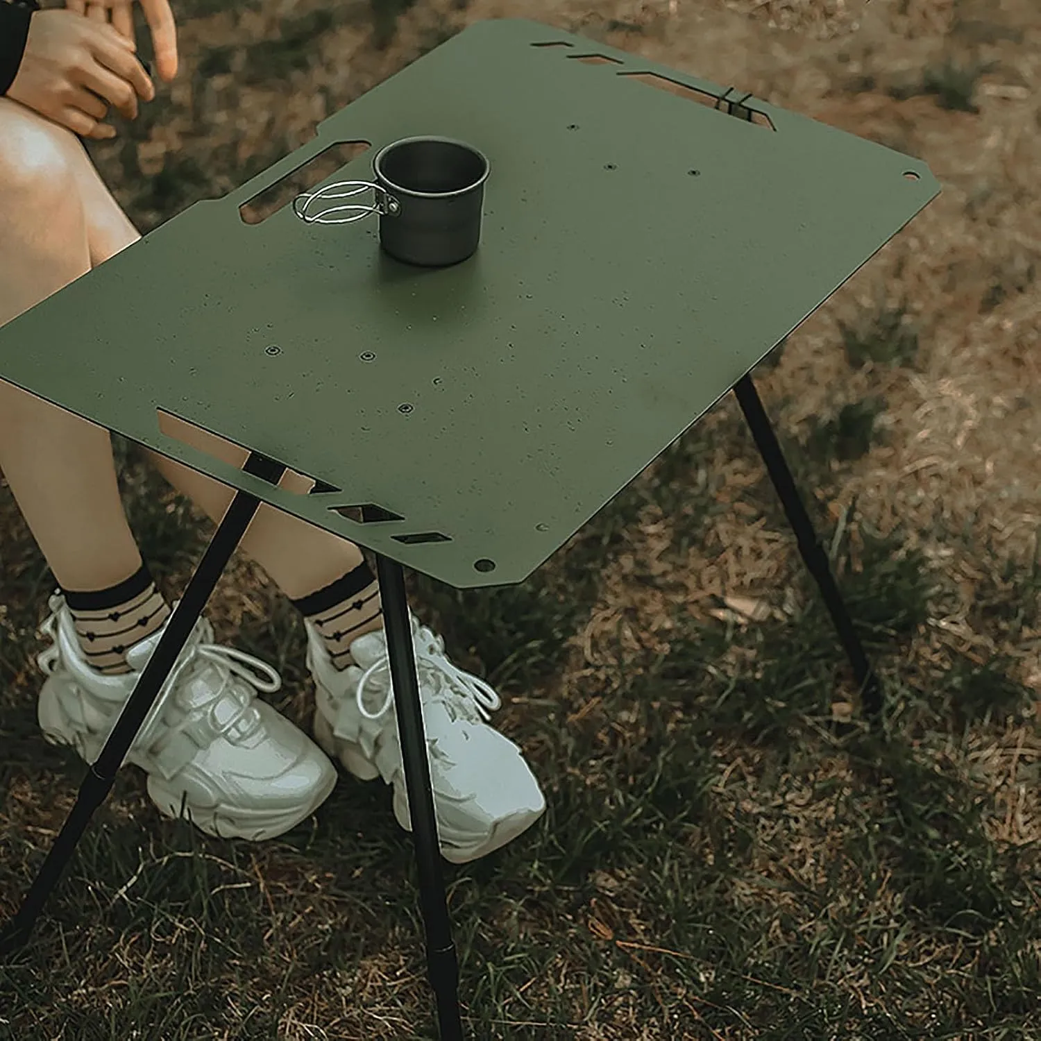 Camping Tables That Fold up Lightweight, Camping Table, Aluminum Camp Table, Lightweight Camping Equipment, for BBQ Garden Backyard (Color : Green, Size : A)