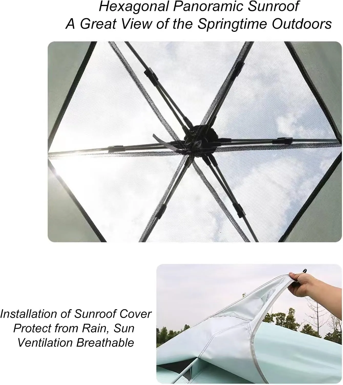 Camping Tent Automatic Hydraulic Pop Up Instant Tent 4-8 Person Outdoor Portable Picnic Camping Tent Hexagonal Design 2 Doors 4 Mesh Windows