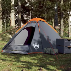 Camping Tent Dome 4-Person Grey and Orange Waterproof4,35KG