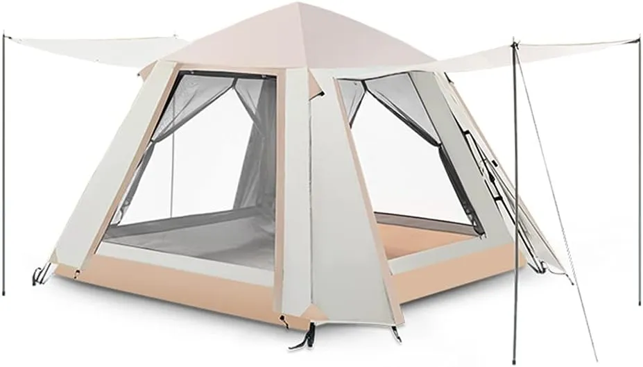 Camping Tent Pop Up Tent with Zipped Double Door and Carrying Bag Lightweight Instant Family Tent for 3-4 Person Use Quick Setup