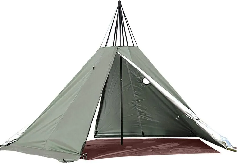 Camping Tent,Green Travel Tent 2 Door Camping Equipment Portable Four Seasons Pyramid Tent,Waterproof Two Door Rucksack Tent Easy to Install Lightweight Suitable for Outdoor