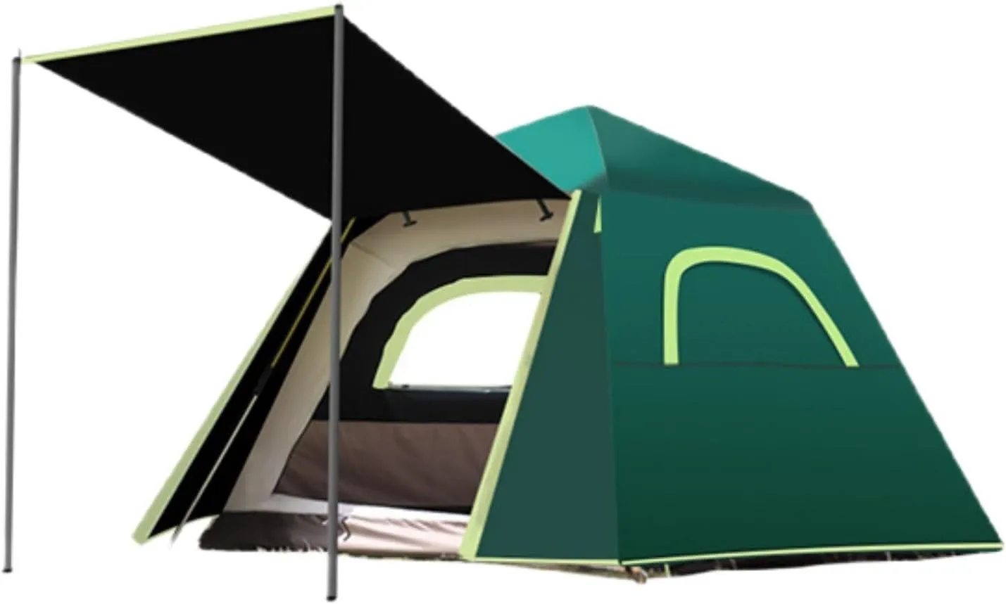 Camping Tent，Instant Pop Up Tent with Tarp，Indoor and outdoor simple tent setup for 3-4 people，with Carry Bag and 2 Hall Poles，3000mm Waterproof Rating，Ideal for Family Outdoor Hiking