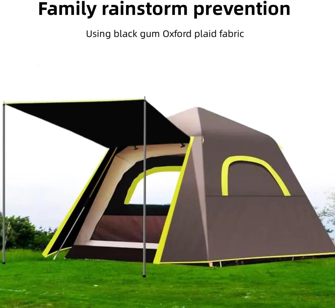 Camping Tent，Instant Pop Up Tent with Tarp，Indoor and outdoor simple tent setup for 3-4 people，with Carry Bag and 2 Hall Poles，3000mm Waterproof Rating，Ideal for Family Outdoor Hiking