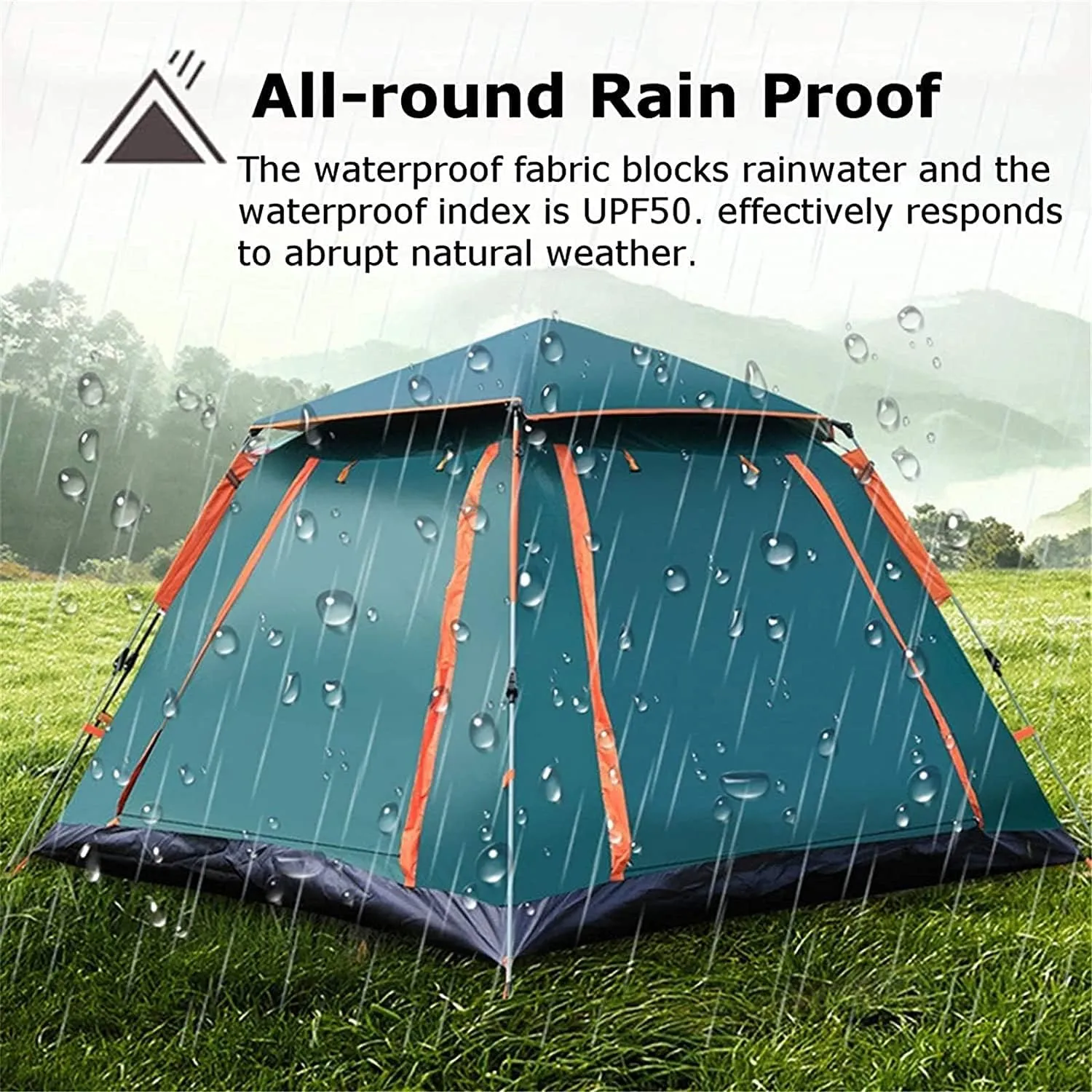 Camping Tents 6-7 Person Camping Tent Automatic Tent with Top Rainfly Instant Cabin Tent Advanced Venting Design (Green)