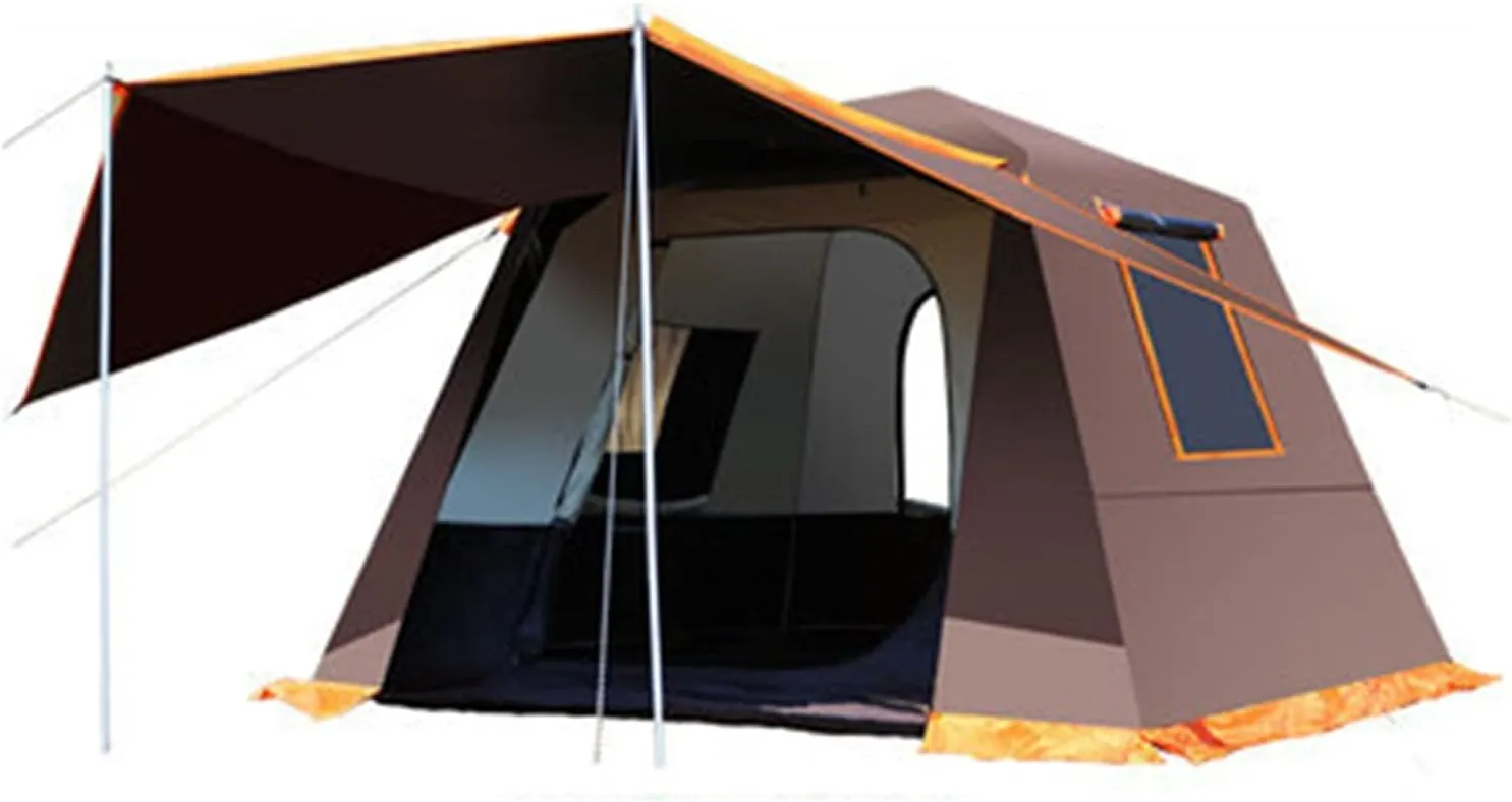 Camping Tents Shelter Portable Waterproof Hold 3-4 Persons Instant Setup Pop Up Tent with Top Rainfly Doors Mesh Windows UV Protection Carry BagFor Camping Hiking Mountaineering ( Color : Brown )