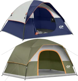 CAMPROS CP Tent for Camping 3 Person and 6 Person, Dome Tents for Camping, Waterproof Windproof Backpacking Tent, Easy Set up Small Lightweight Tents, for All Seasons Hiking Beach Outdoor with 3 Mesh