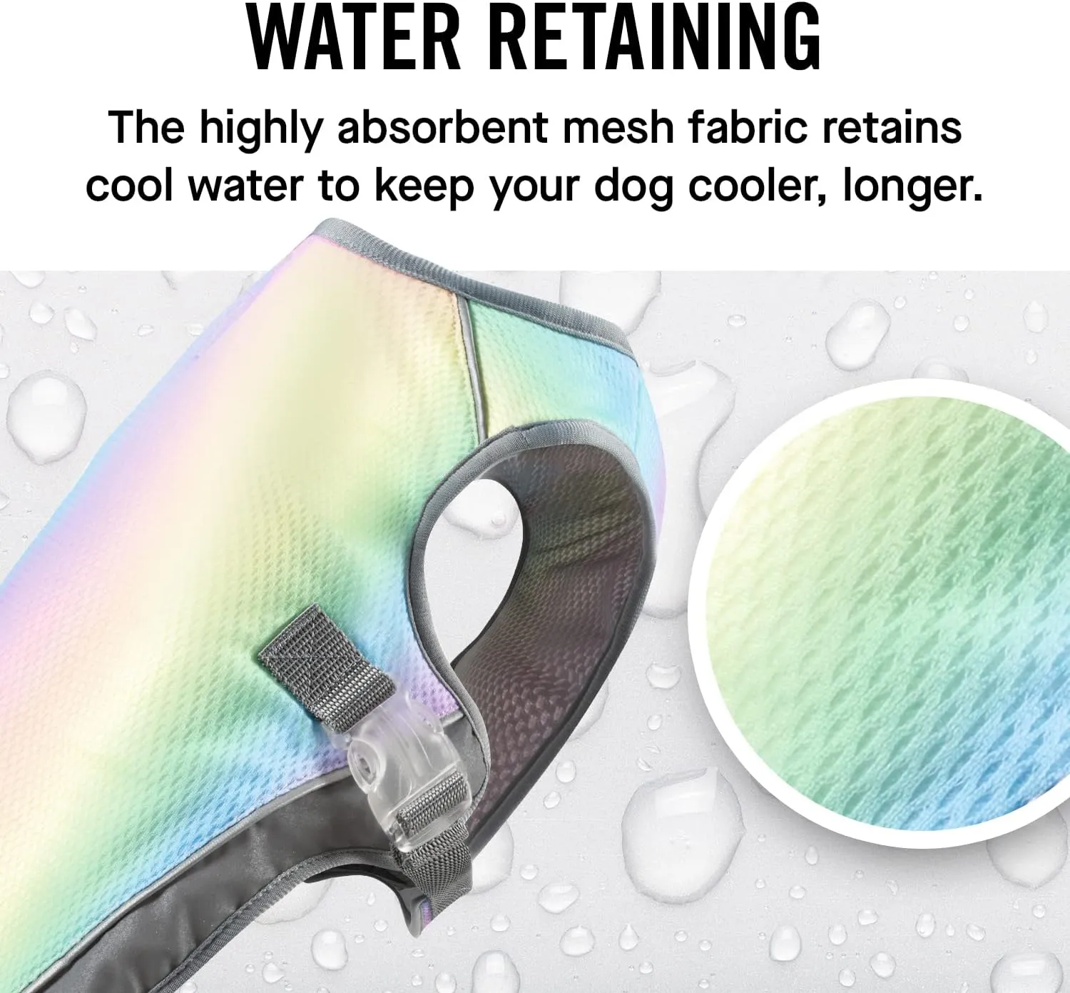 Canada Pooch Dog Cooling Vest - Evaporative Cooling Vest for Dogs with Breathable Mesh Material & Reflective Lining, Adjustable Dog Cooling Vest Great for Dogs (18 (17-19" Back Length), Rainbow)