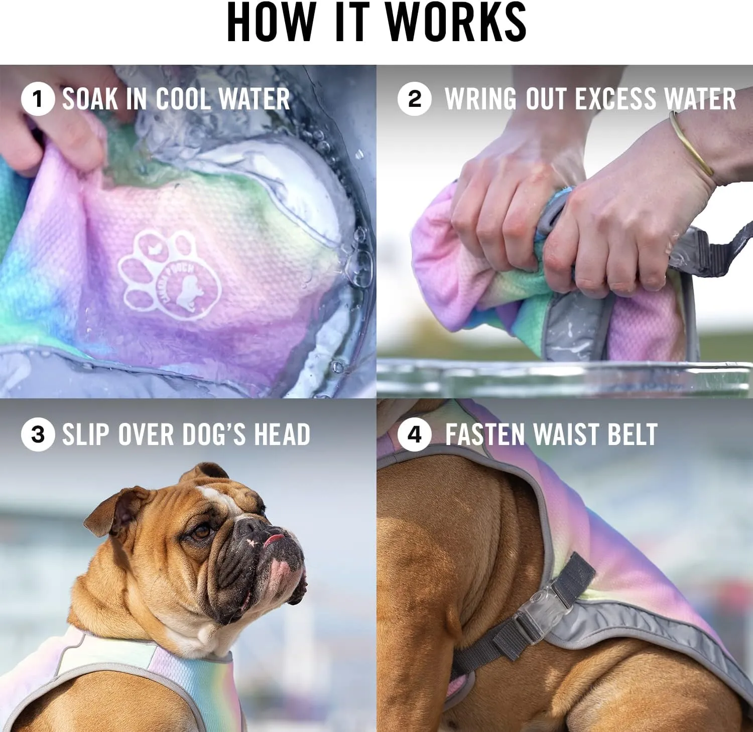 Canada Pooch Dog Cooling Vest - Evaporative Cooling Vest for Dogs with Breathable Mesh Material & Reflective Lining, Adjustable Dog Cooling Vest Great for Dogs (18 (17-19" Back Length), Rainbow)