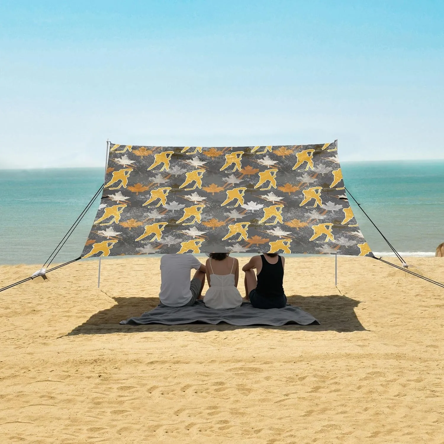Canadian Hockey Players Maples Beach Camping Tent Sun Shelter for Whole Family, Beach Shade Canopy with UPF50  UV Protection,Easy Set Up and Carry,Outdoor Shade for Trips, Fishing, Backyard Fun