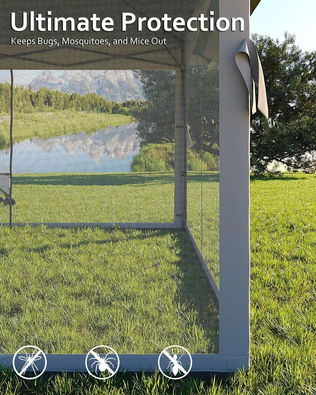 Canopy Tent 13x13, Pop Up Gazebo Tent Easy Setup with 4 Sand Bags for Backyard Garden Patio,Mosquito Netting & Height Adjustable - Gray