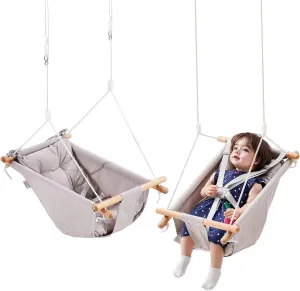 Canvas Hammock Swing 3 Modes Baby Swing 5-Point Harness Indoor Outdoor