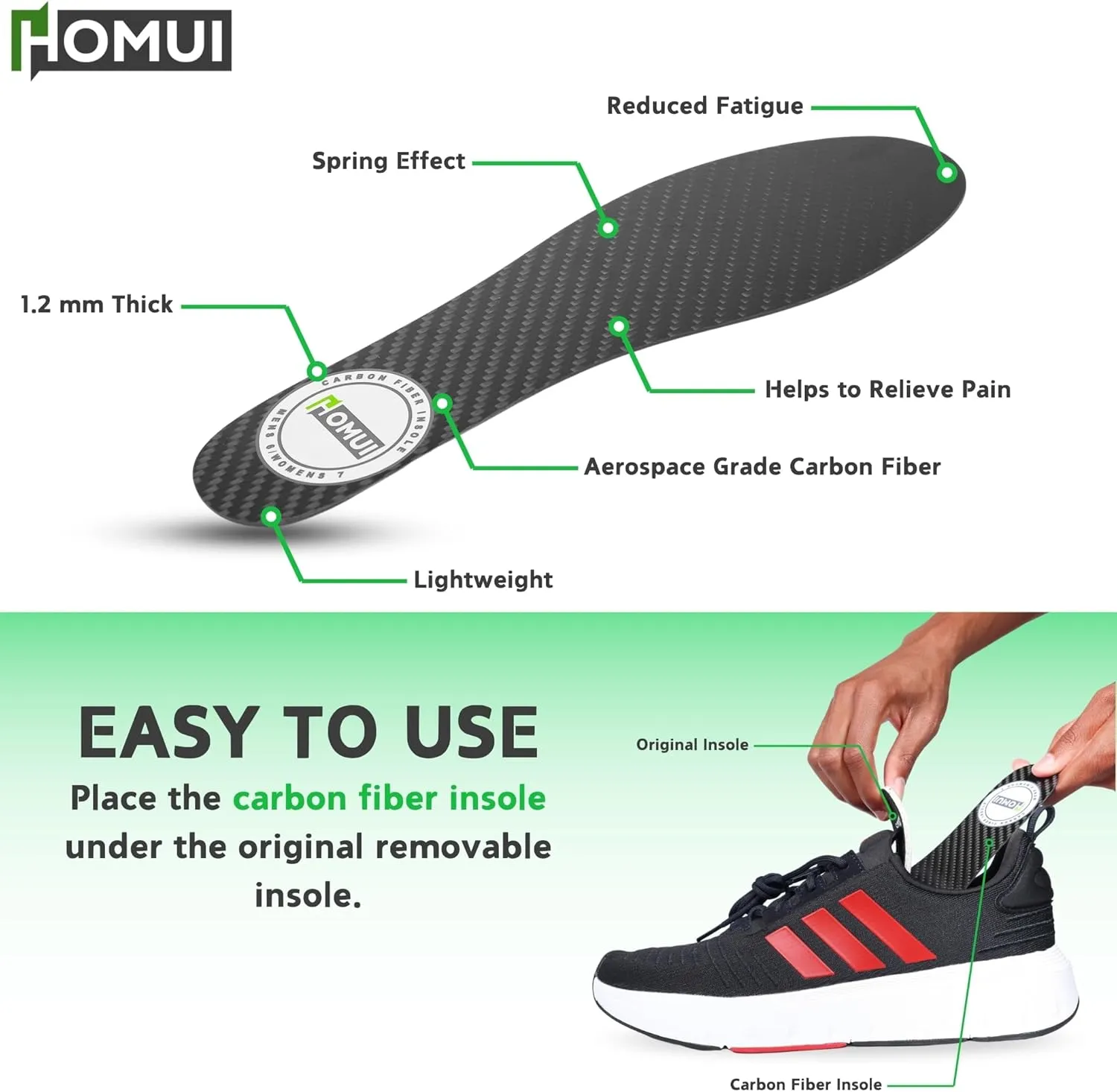 Carbon Fiber Insole (1 Pair) with Turf Toe Tape - Rigid Insole for Foot Pain Relief, Foot Fractures, Turf Toe, Hallux Rigidus, Mortons Extension - Alternative to Turf Toe Brace (M9/W10)
