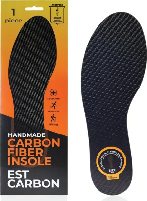 Carbon Fiber Insole - 1 pc, Men 8-8.5, Women 9 - Unisex Shoe Insert - Stiff Foot Plate - Orthotic Insole - Turf Toe, Hallux Rigidus, Flat Feet, Plantar Fasciitis, Mortons Extension