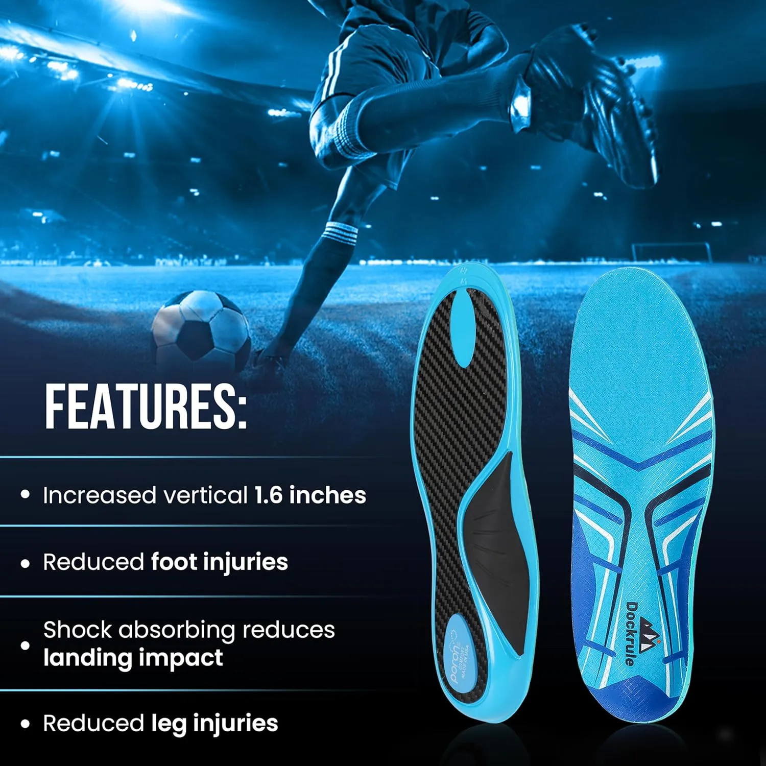 Carbon Fiber Insole Unisex for Everyday Use to Avoid Injuries with Excellent Feet Relief – High Arch Support Inserts for Cushioning, Active Lifestyle & Shock Absorption (1 Left & 1 Right)