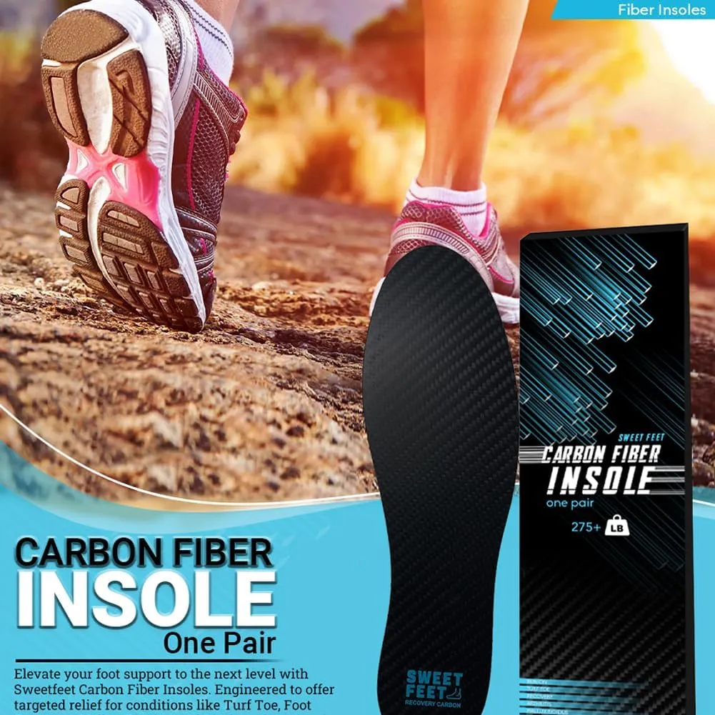 Carbon Fiber Insoles (1 Pair) for Foot Fractures, Hallux Rigidus - Rigid Shoe Inserts for Sports, Hiking, Basketball, Running - Post Op Shoe Alternative (9.05"| 6.5 Mens | 8 Womens)