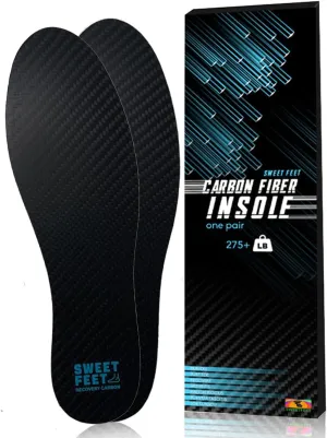 Carbon Fiber Insoles (1 Pair) for Foot Fractures, Hallux Rigidus - Rigid Shoe Inserts for Sports, Hiking, Basketball, Running - Post Op Shoe Alternative (9.05"| 6.5 Mens | 8 Womens)