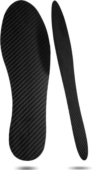 Carbon Fiber Insoles 2 Pcs, 1mm Full Length Rigid Shoe Inserts for Sports, Stiffener Insole for Men Women Foot Support by V.Step, Black, 255MM