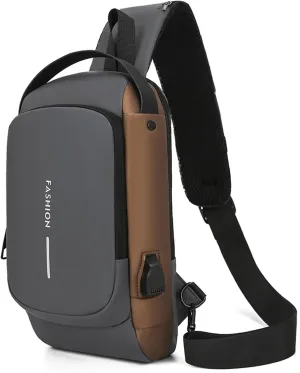 Carbon Fiber Streamline Anti-theft Sling Bag, USB Waterproof Sports Shoulder Bag for Travel, Fitness and Sports