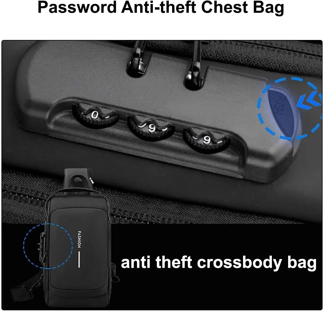 Carbon Fiber Streamline Anti-theft Sling Bag, Waterproof Durable Crossbody Bag with USB Charging Port (Black Gold)