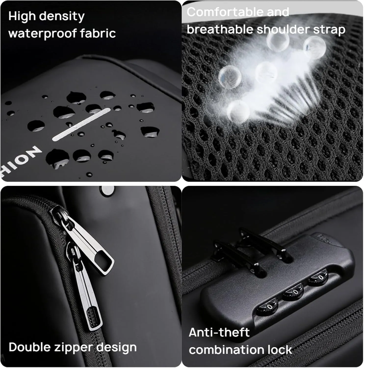 Carbon Fiber Streamline Anti-theft Sling Bag with USB Port & Waterproof, Lightweight Crossbody Bag for Hiking, Everyday Use