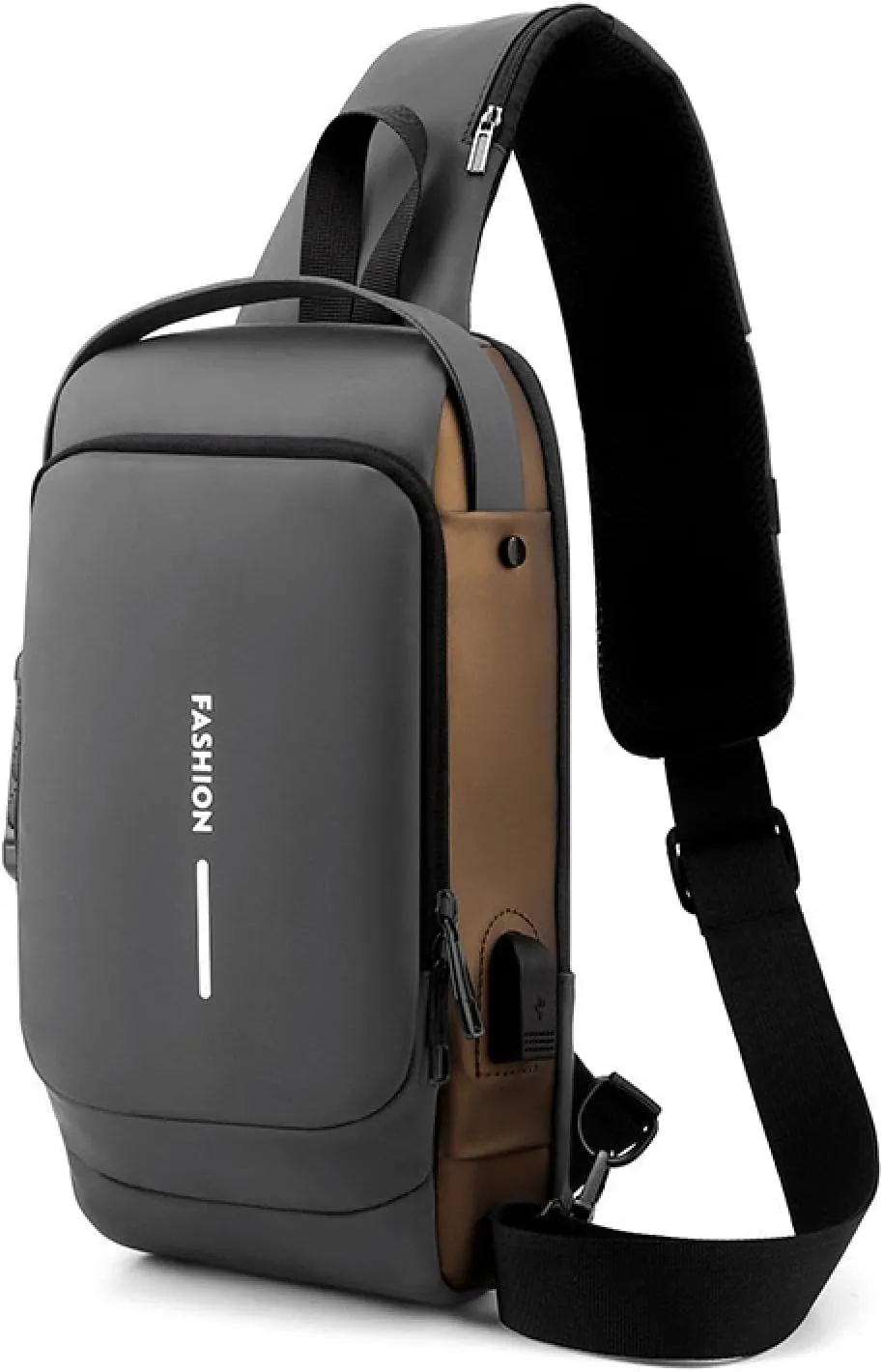 Carbon Fiber Streamline Anti-theft Sling Bag with USB Port & Waterproof, Lightweight Crossbody Bag for Hiking, Everyday Use