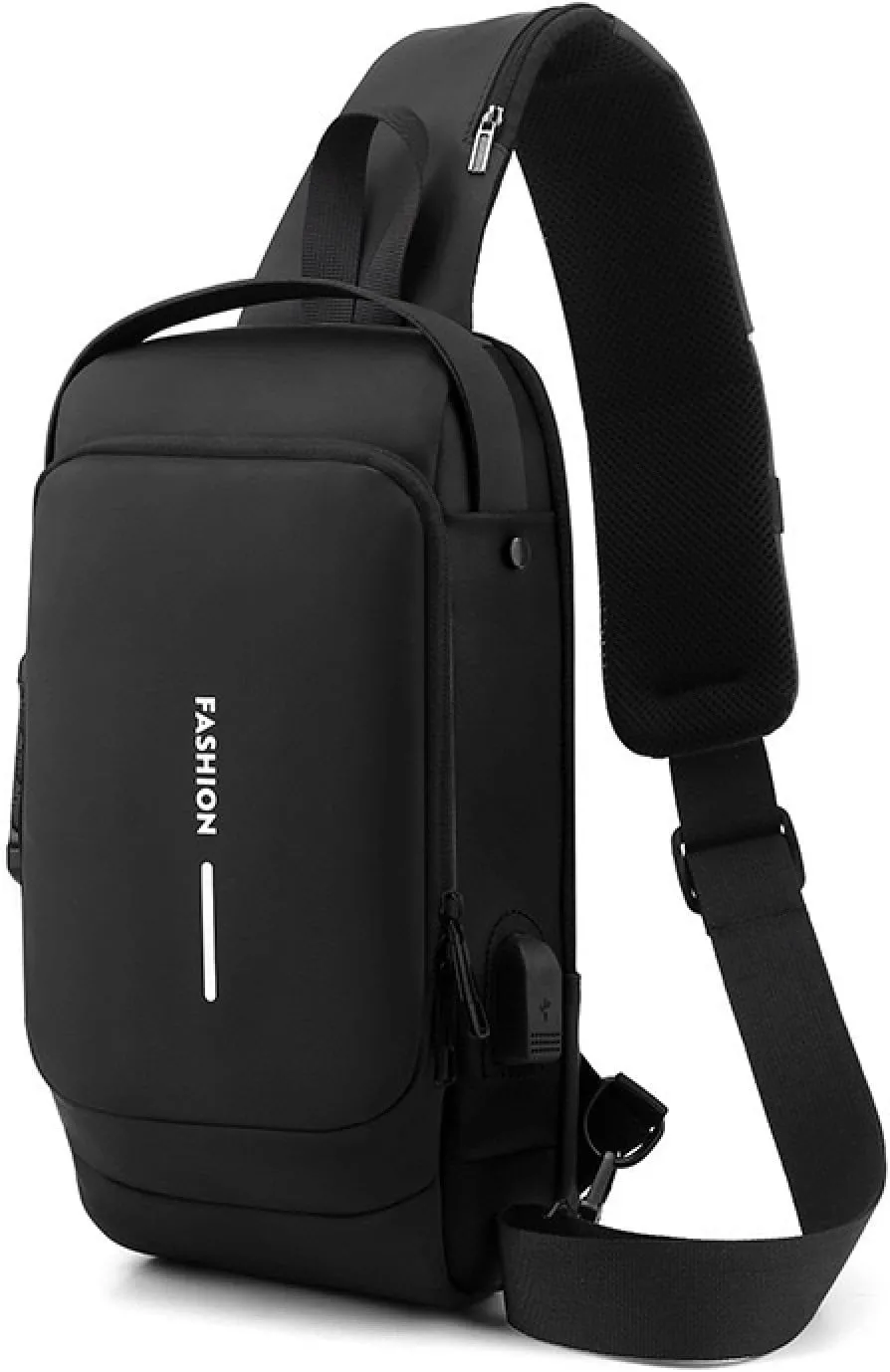 Carbon Fiber Streamline Anti-theft Sling Bag with USB Port & Waterproof, Lightweight Crossbody Bag for Hiking, Everyday Use