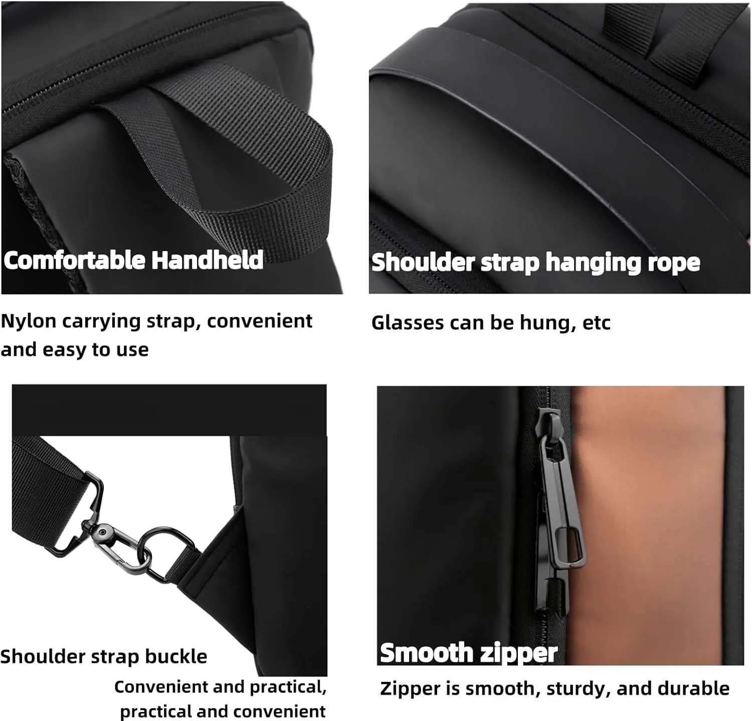 Carbon Fiber Streamlined Anti-theft Crossbody Bag, USB Charging Sports Sling Bag, Waterproof Shoulder Bag, Fashionable Crossbody Bag Suitable for Sports and Leisure (Black Collage Gold)