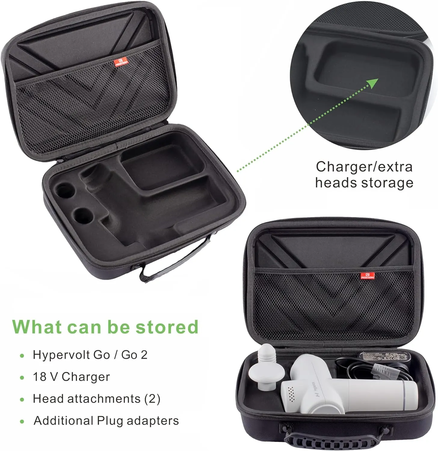 Carrying Case Compatible with Hypervolt Go 2 Travel Storage Organizer Hard Shell Bag fits for Hyperice Hypervolt GO Massage Gun Device